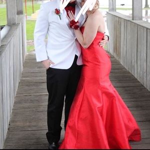 Red Mermaid Strapless Prom Dress